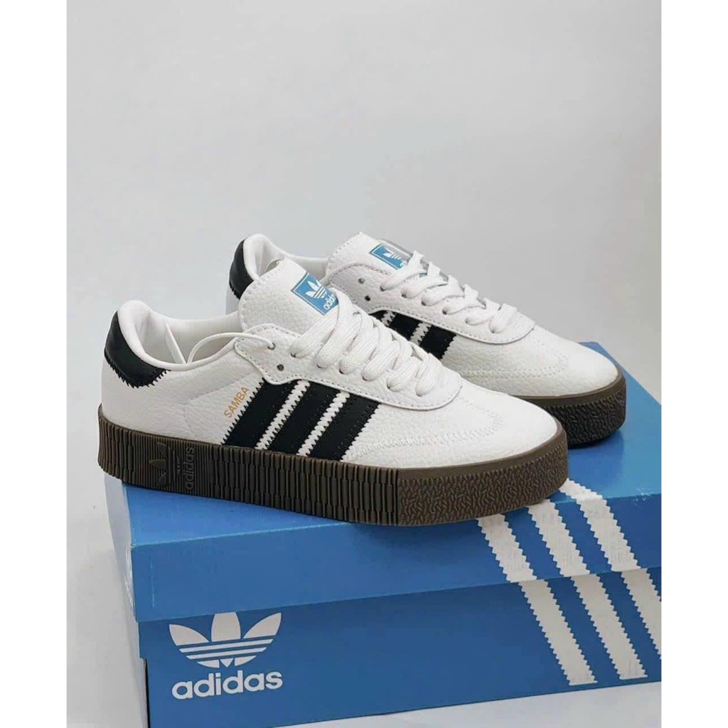 Giày Adidas Samba 2 bản độn đế - đế thường Classic White nam nữ, giày Samba bản cao cấp