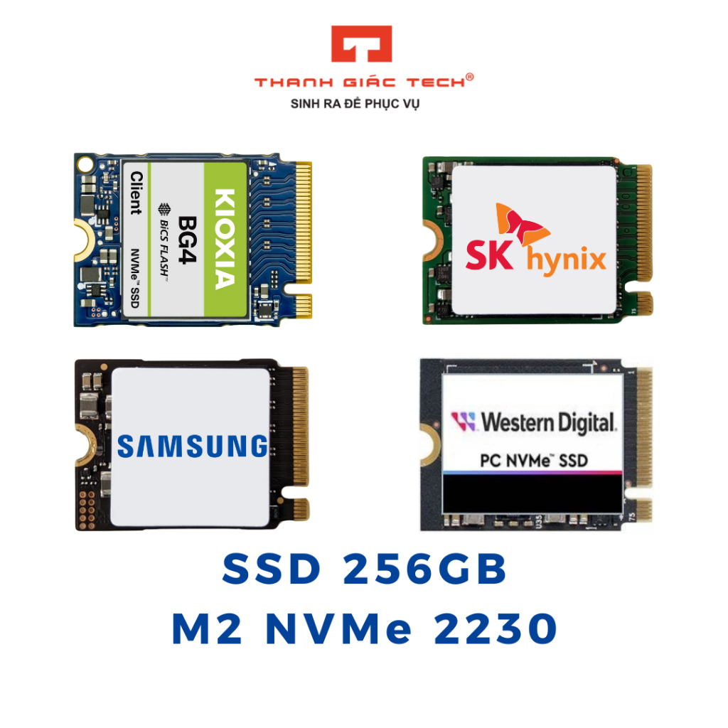 Ổ Cứng SSD 256GB NVMe Gen3 x4 Chuẩn 2230 Samsung / Hynix / Micron / Kioxia / WesternDigital - Bảo Hành 1 Năm