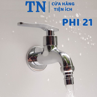 Vòi nước, vòi hồ phi 21 chất liệu đồng thau mạ crom sáng bóng QM. PK061