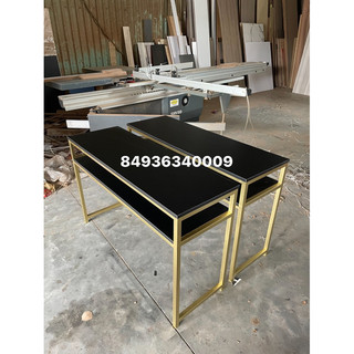Bàn nail ,bàn làm nail khung vàng mặt gỗ đen sang trọng