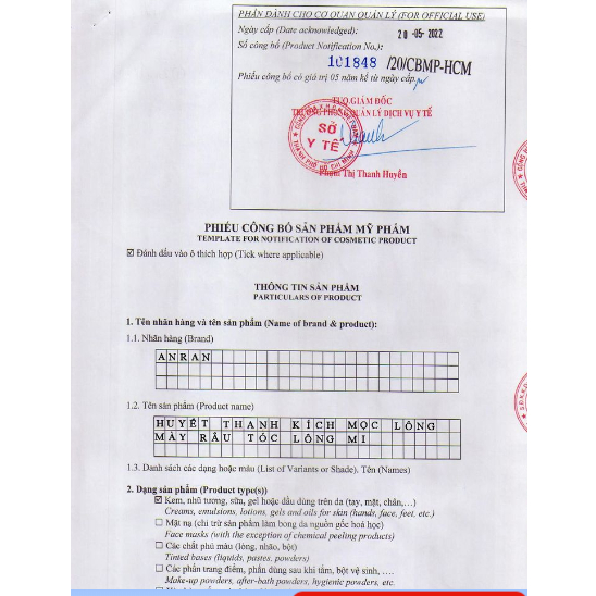 Huyết Thanh Kích Thích Mọc Lông ANRAN Nhật Bản - Serum ANRAN Kích Thích Mọc Tóc, Râu, Lông Mày, Lông Mi 6ML