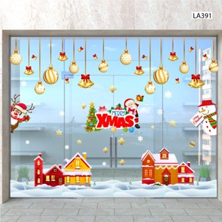 Decal Noel cao cấp Tuần Lộc Người Tuyết kích thước lớn có keo sẵn, dán tường và dán kính màu sắc nổi bật đẹp