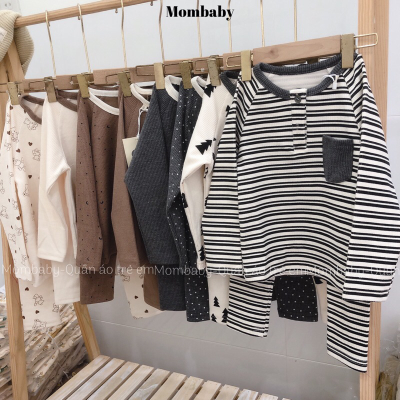 Linanxi QC 2023-Bộ áo quần dài tay hai cúc hoạ tiết phong cách Hàn cho bé mặc thu đông