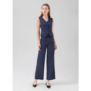 [Walenty] (Tách set) Blazer nữ cao cấp và Quần đứng sọc xanh navy, chuẩn phom tôn dáng