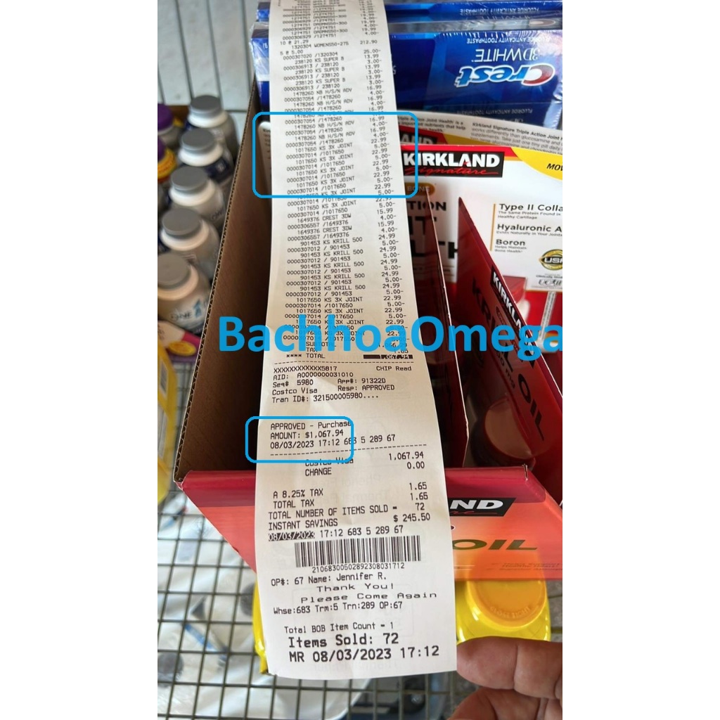 Kirkland Signature Triple Action Joint Health 110 viên bổ khớp joint health collagen Mỹ