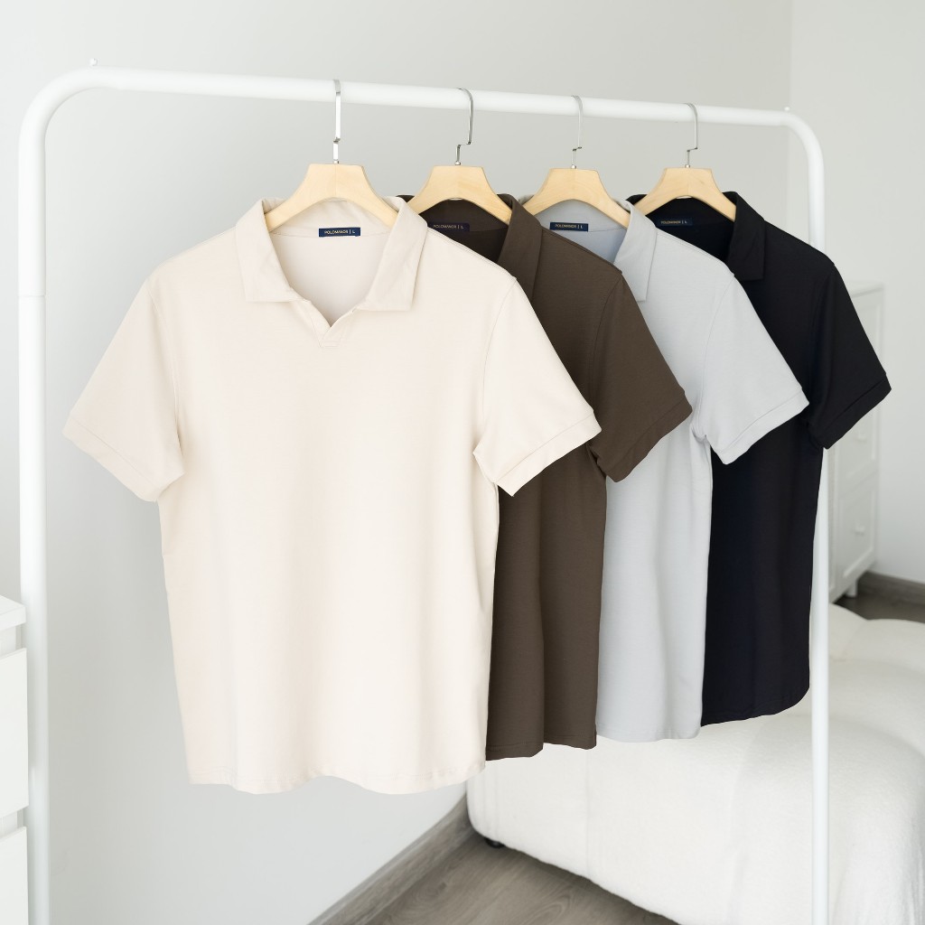 Áo Polo nam có cổ BASIC VNECK vải cá sấu cotton, nam tính, chỉn chu, sang trọng - POLOMANOR