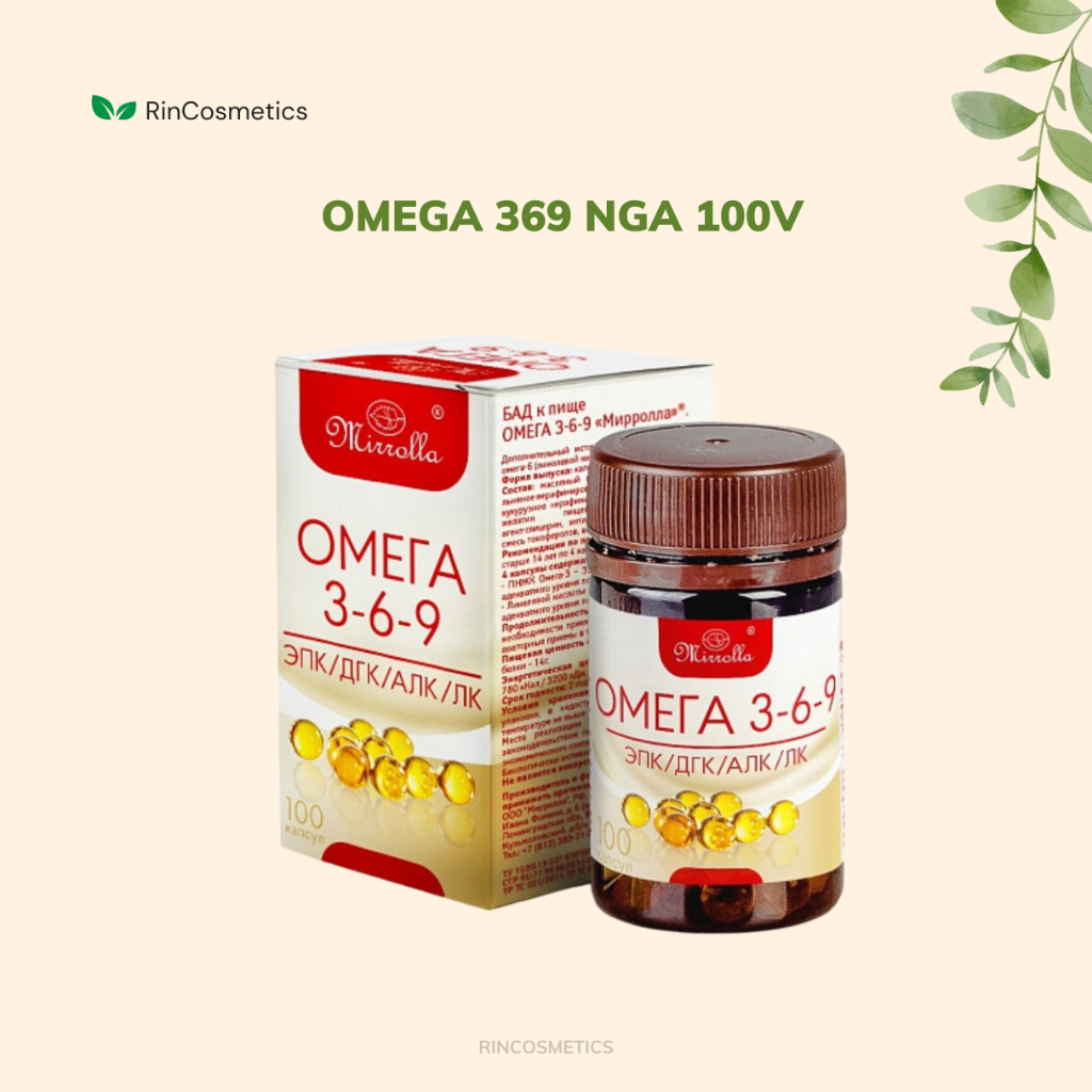 Viên uống Omega 369 Mirrolla Nga 100 viên, Omega tốt cho sức khỏe, trắng da, đẹp da rincosmetis