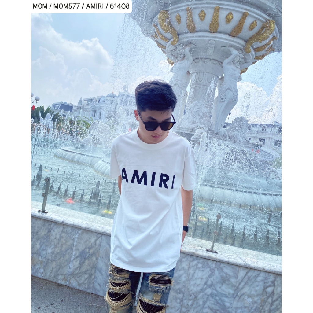 Áo thun nam nữ AMĨRI họa tiết in đơn giản siêu đẹp - áo phông cotton co dãn đẹp