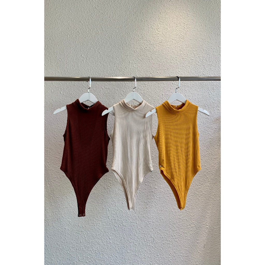 Áo sát nách cổ lọ bodysuit thun len - Everluxe