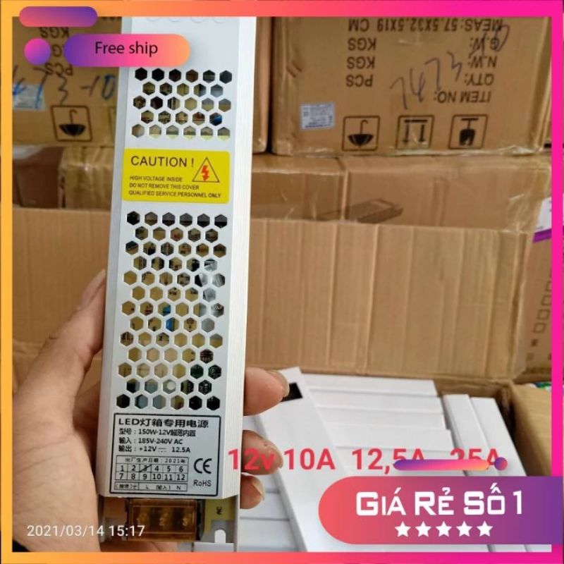 Nguồn Mỏng 12V-12,5A-150W,Nguồn 12V,Nguồn Camera,Nguồn Dẹt