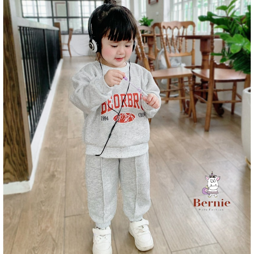 Bộ nỉ bông bé trai bé gái BEORBRO Bernie - Bộ dài tay bé trai bé gái nỉ bông ấm áp cho bé từ 9-23kg- 0723B028