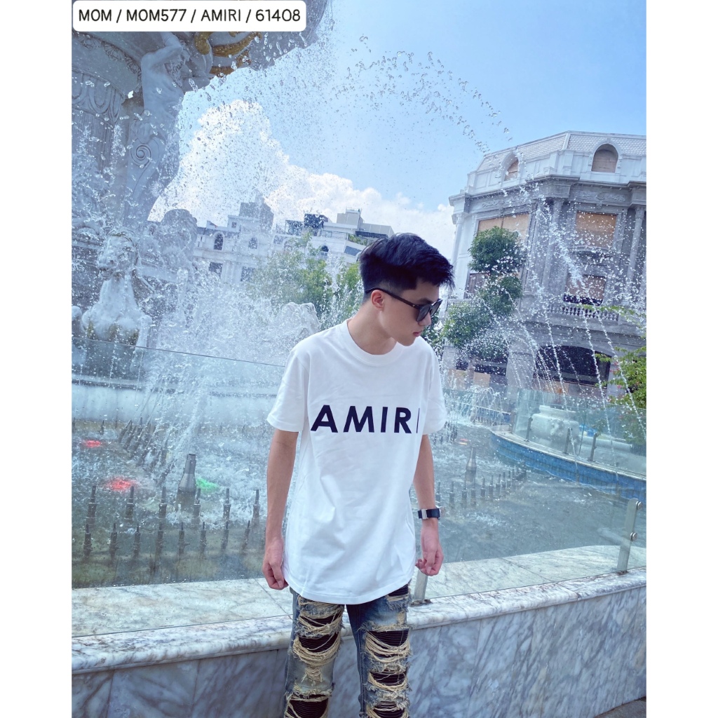 Áo thun nam nữ AMĨRI họa tiết in đơn giản siêu đẹp - áo phông cotton co dãn đẹp