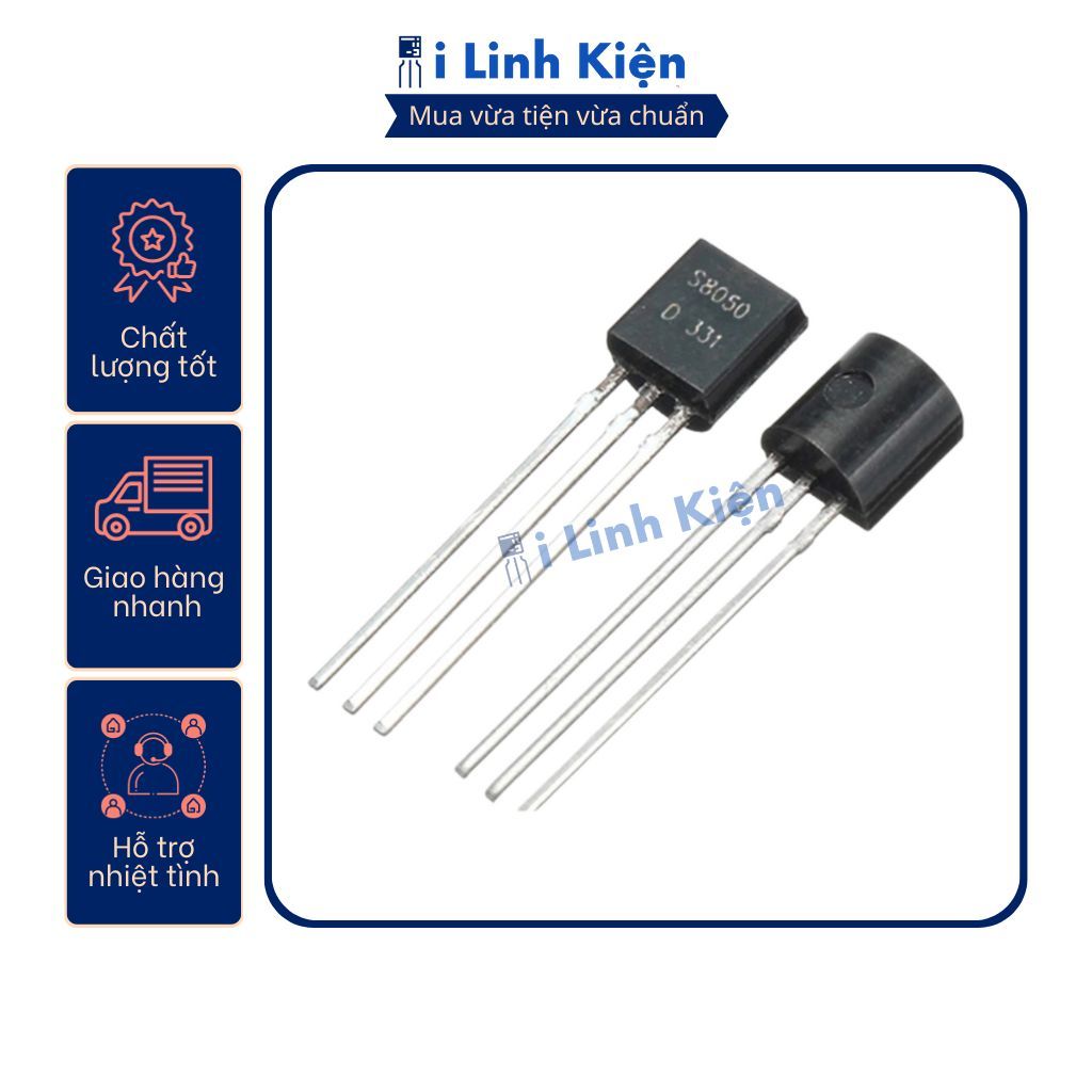 Transistor S8050 0.5A 40V chân cắm túi 10 con.