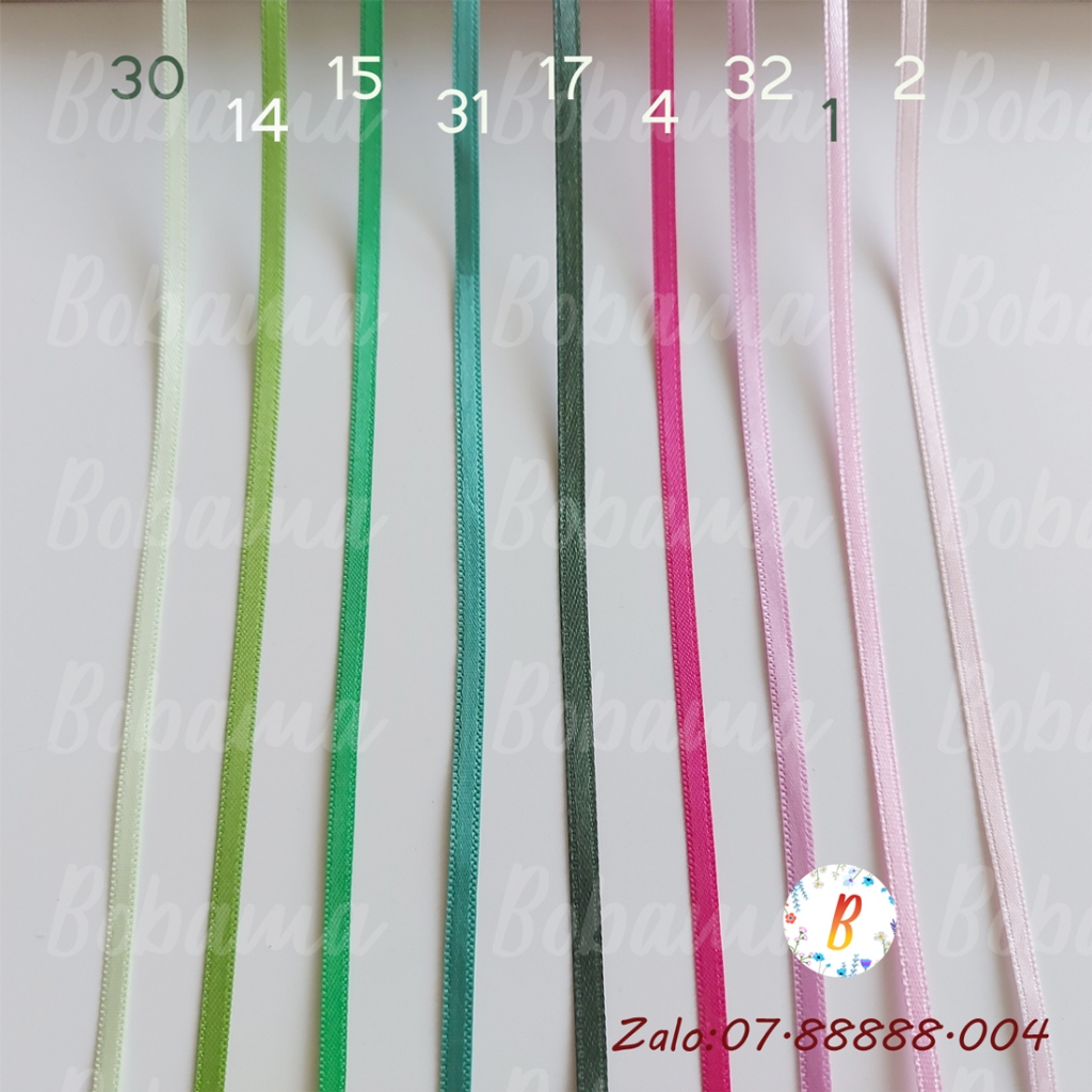 10 mét Ruy băng satin 2 mặt 3mm dùng trang trí handmade