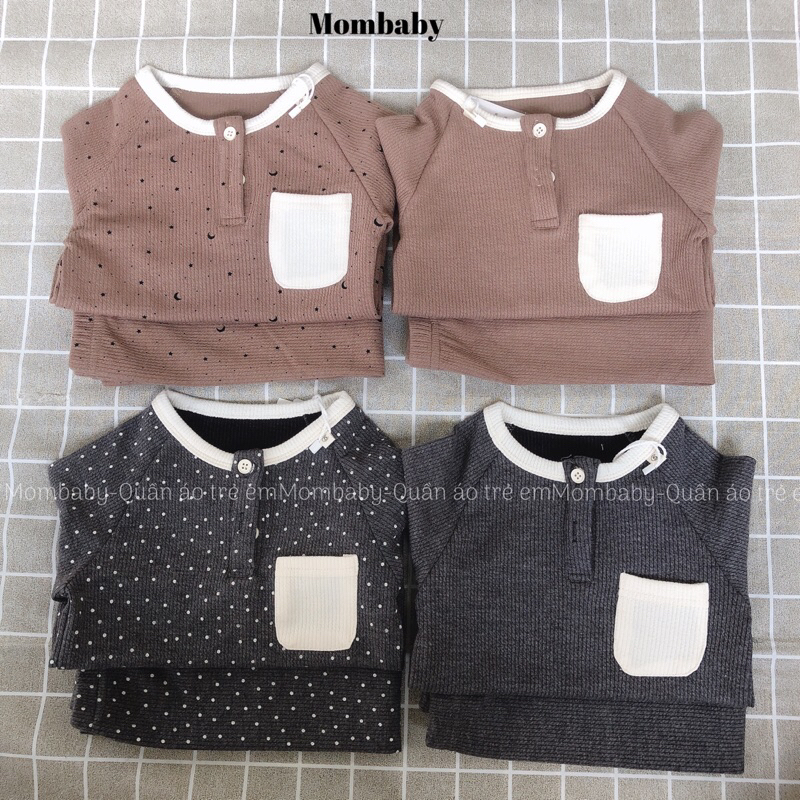 Linanxi QC 2023-Bộ áo quần dài tay hai cúc hoạ tiết phong cách Hàn cho bé mặc thu đông