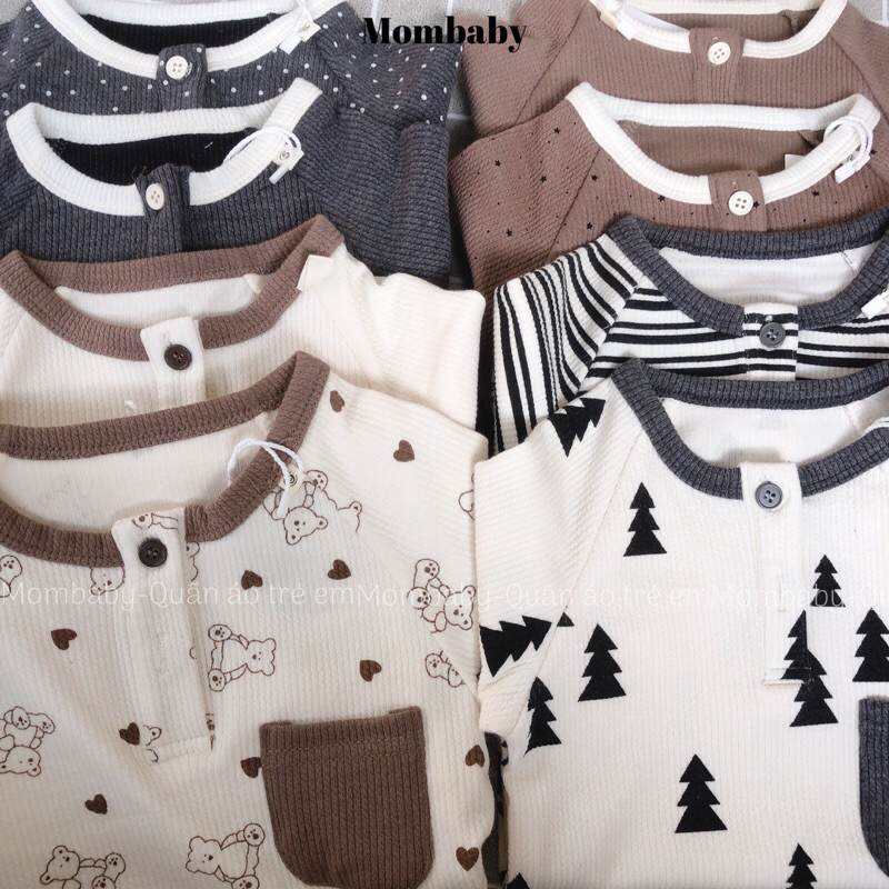 Linanxi QC 2023-Bộ áo quần dài tay hai cúc hoạ tiết phong cách Hàn cho bé mặc thu đông