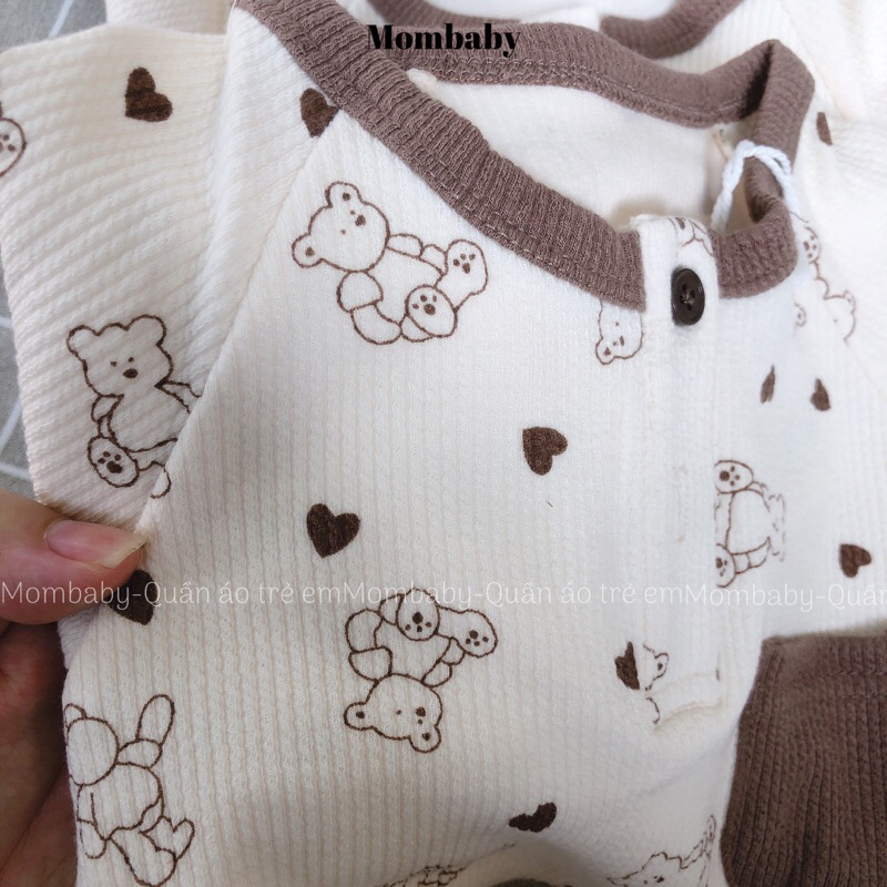 Linanxi QC 2023-Bộ áo quần dài tay hai cúc hoạ tiết phong cách Hàn cho bé mặc thu đông