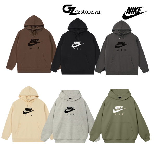 Áo hoodie Nike chính hãng mũ zip bassic form rộng nam nữ unisex, khoác nỉ chui hoodie bacsic oversize cao cấp GZstore