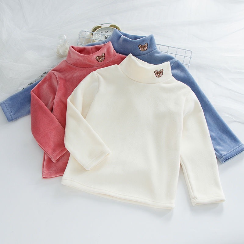 Áo giữ nhiệt cổ 3 phân, thu đông dài tay bé trai bé gái, bé trai Pure Born T-46