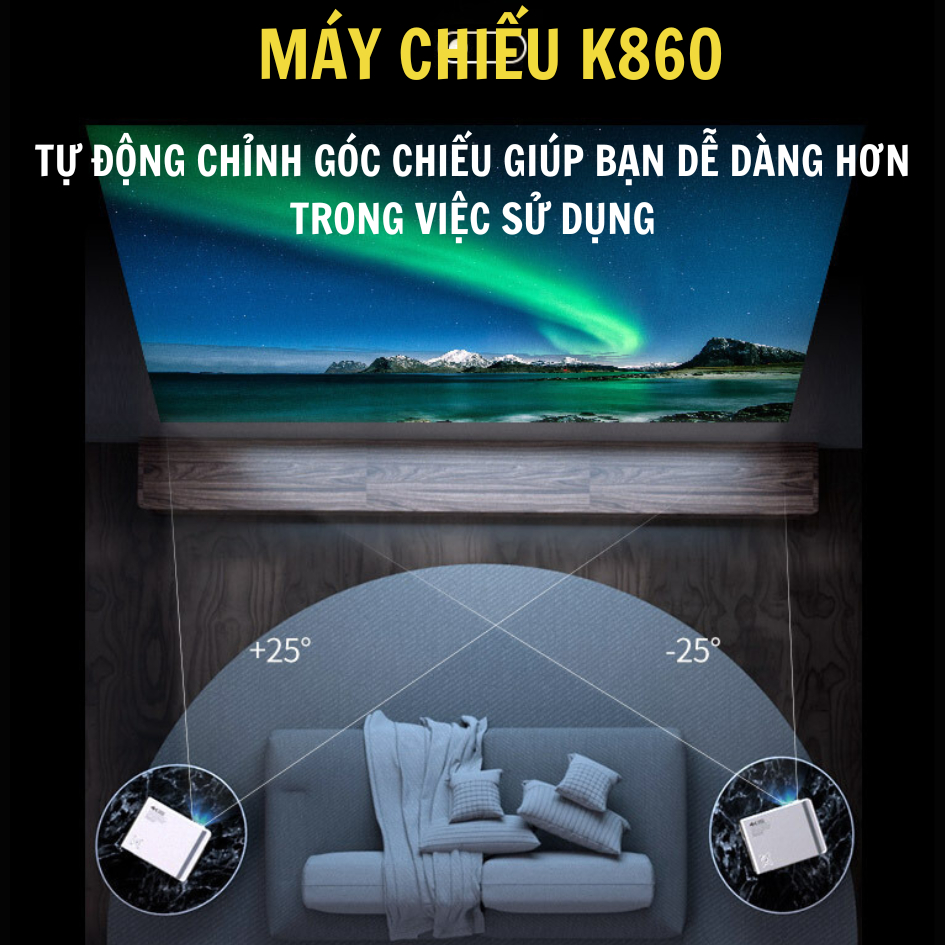 Máy Chiếu Mini Tự Động Lấy Nét KAW K860 Chính Hãng Giá Rẻ Cho Văn Phòng Gia Đình Trường Học