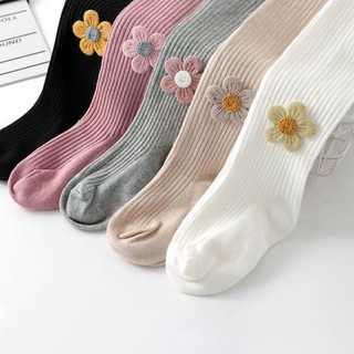 Quần tất cho bé, quần tất len mùa đông đính hoa màu trơn co giãn 4 chiều cho bé gái Xu Xu Kids size từ 3m đến 6 tuổi