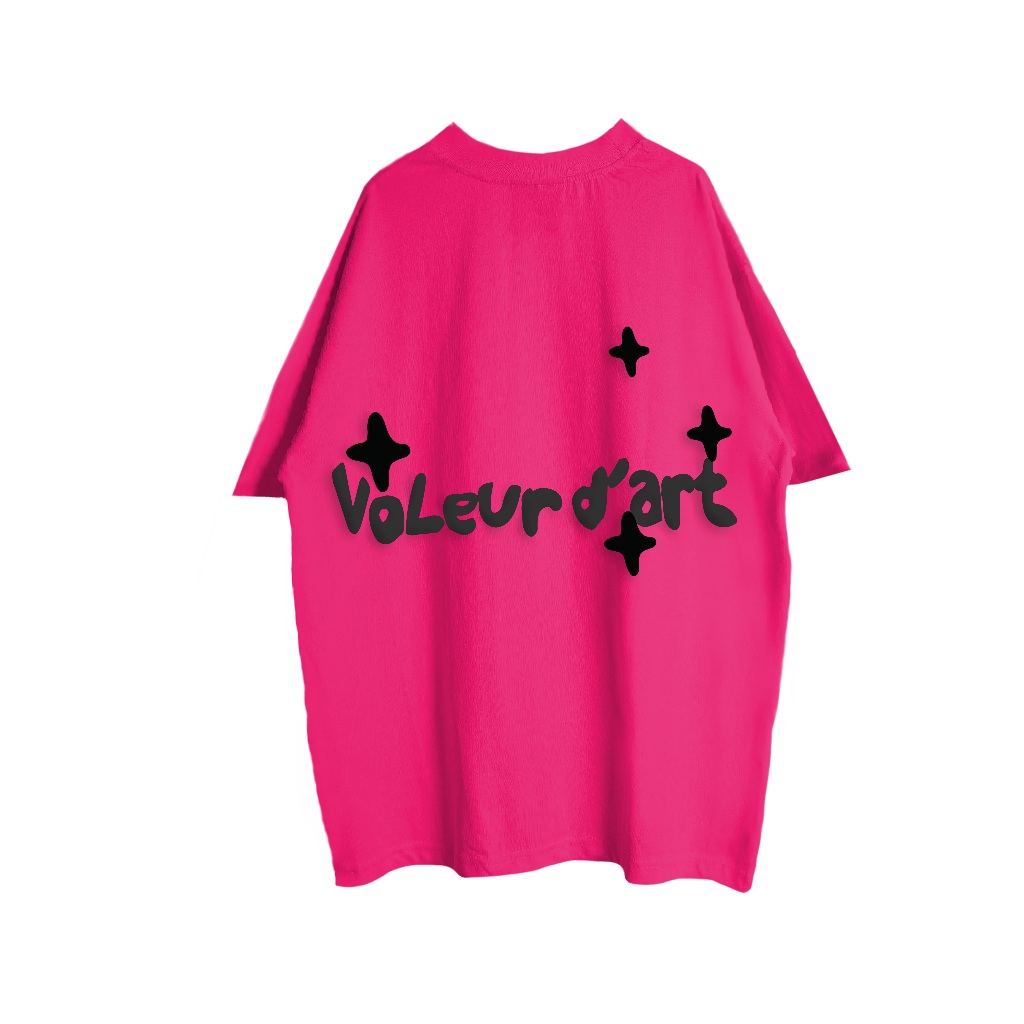 Áo thun Unisex VOLEUR - SHADOW ENERGY BLACK-HOTPINK, vải thun 2 chiều 99% cotton 250gsm