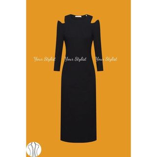 Knit Cold Open Shoulder Midi Dress - Đầm len thun body xuất