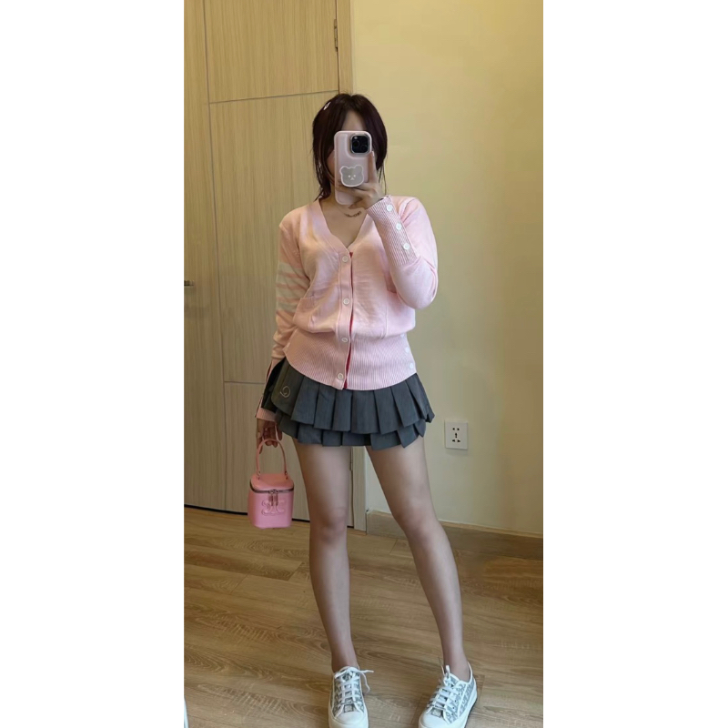 Áo Khoác Cardigan Len Thom Họa Tiết 4 Sọc Cao Cấp