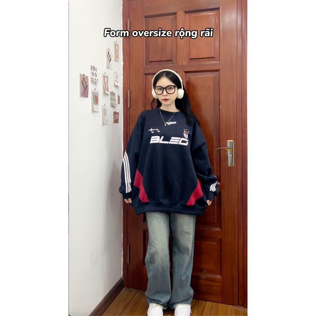 Áo sweater 3 sọc phối đỏ LEG peonyb unisex - Thun form rộng tay phồng kiểu dáng oversize bigsize bánh bèo hotgirl
