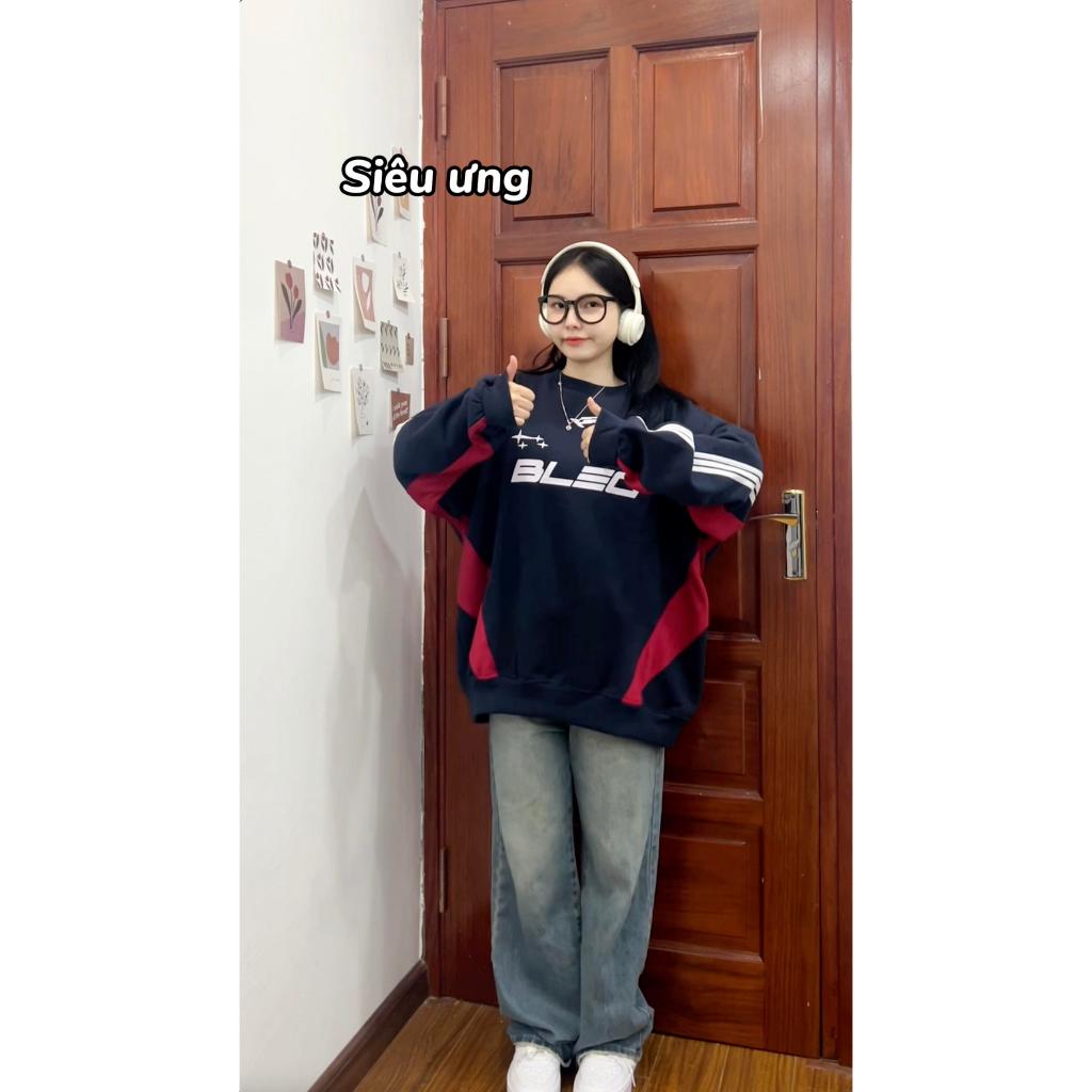 Áo sweater 3 sọc phối đỏ LEG peonyb unisex - Thun form rộng tay phồng kiểu dáng oversize bigsize bánh bèo hotgirl