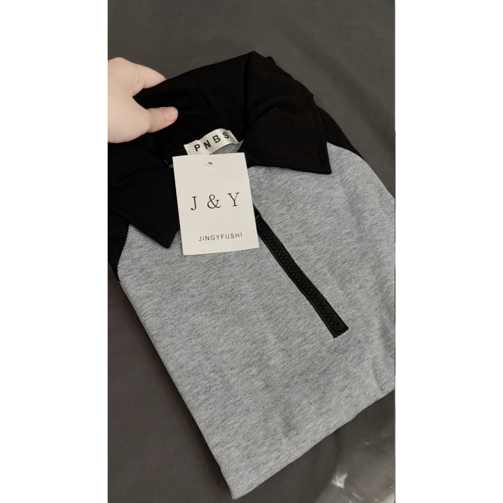 Áo raglan polo cổ zip dài tay peonyb nữ - Thun kiểu dáng babytee ôm body bánh bèo tiểu thư hotgirl phong cách năng động