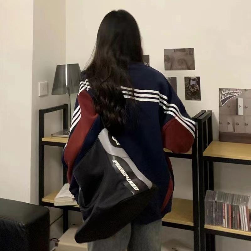 Áo sweater 3 sọc phối đỏ LEG peonyb unisex - Thun form rộng tay phồng kiểu dáng oversize bigsize bánh bèo hotgirl