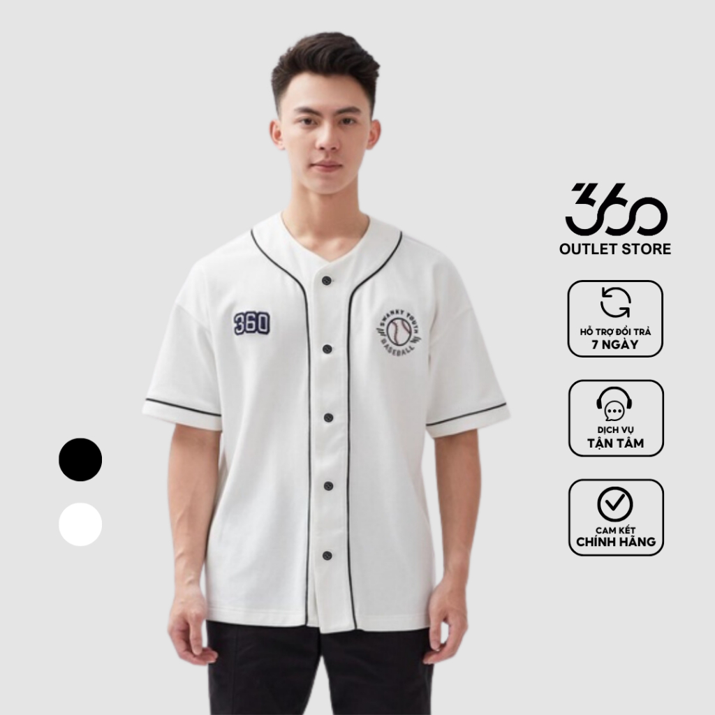 Áo thun nam bóng chày jersey hình thêu dày dặn form oversize áo sơ mi unisex - SHNOL427