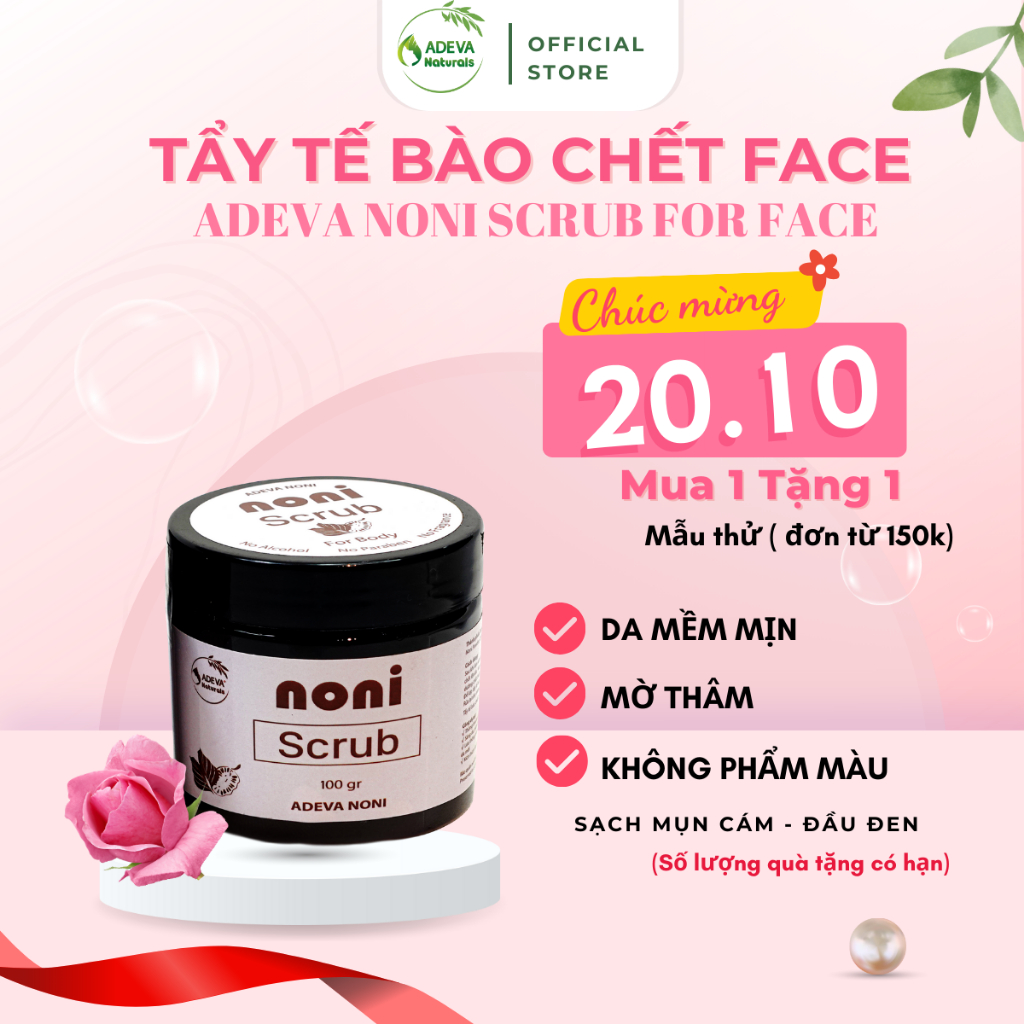 Tẩy Tế Bào Chết Da Mặt ADEVA NONI SCRUB FOR FACE Tái Tạo Tế Bào Da Mới Chiết Xuất Từ Thiên Nhiên, An Toàn, Lành Tính