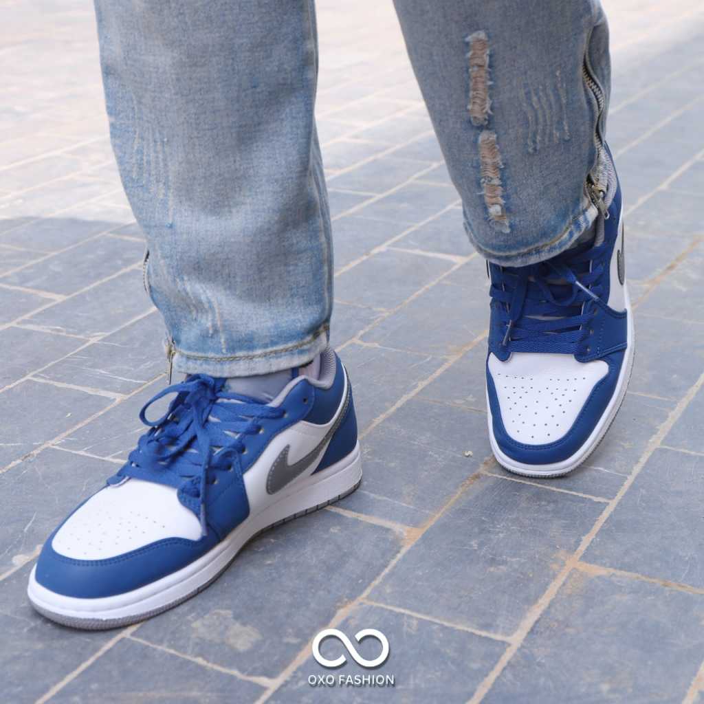 Giày Nike Air Jordan 1 Low True Blue Cement 553558-412 chính hãng dành cho nam nam nữ, Jordan 1 real FullBox Oxo Fashion