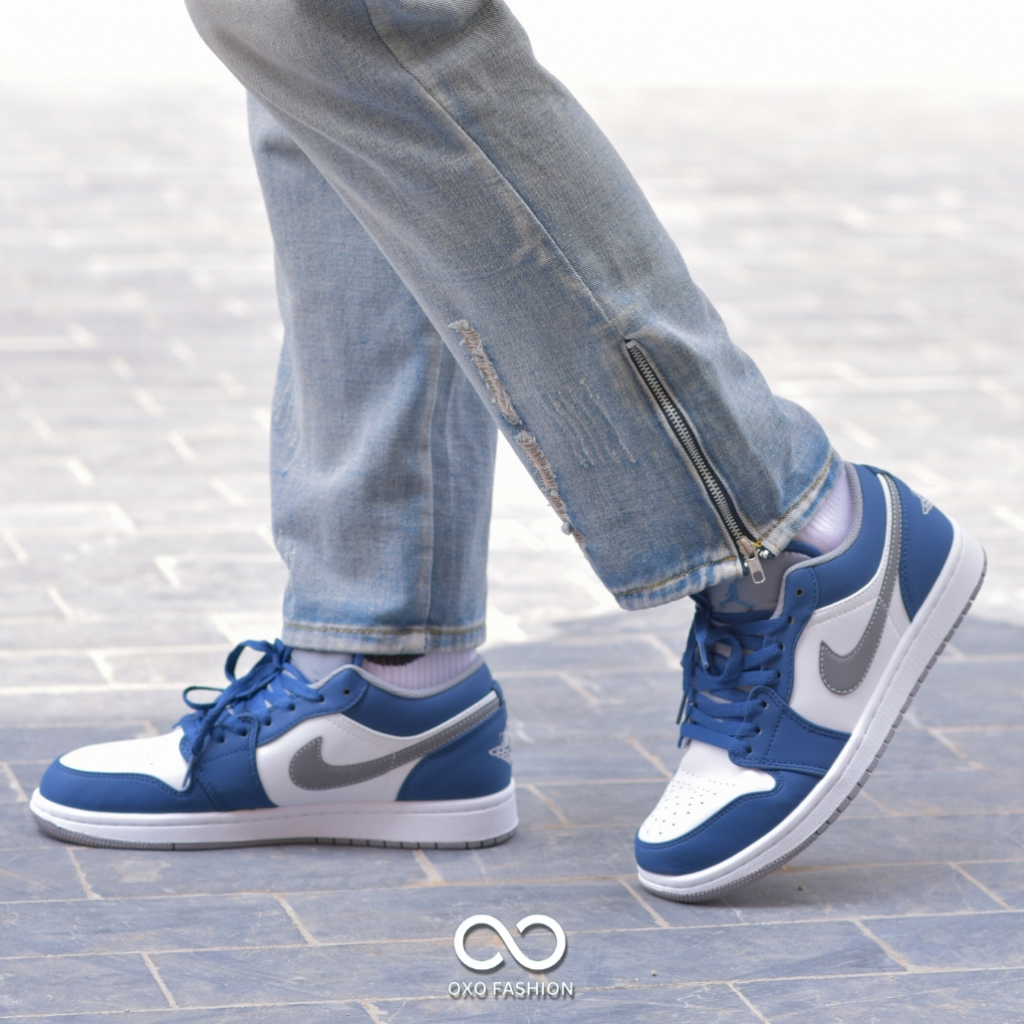 Giày Nike Air Jordan 1 Low True Blue Cement 553558-412 chính hãng dành cho nam nam nữ, Jordan 1 real FullBox Oxo Fashion
