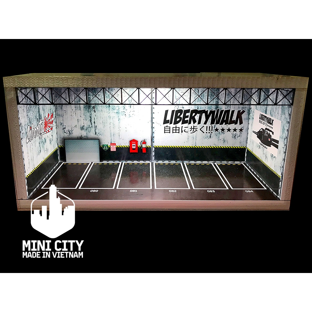 Hộp để xe 1/64 Có đèn, tấm mica ngăn bụi