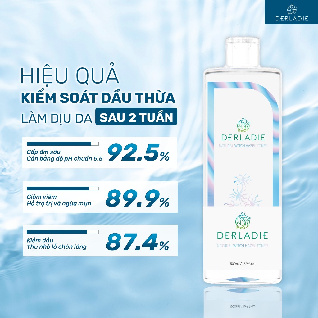 Toner Ngừa Mụn, Kiềm Dầu Dành Cho Da Dầu Mụn Và Da Nhạy Cảm Derladie Natural Moisture Toner 500ml