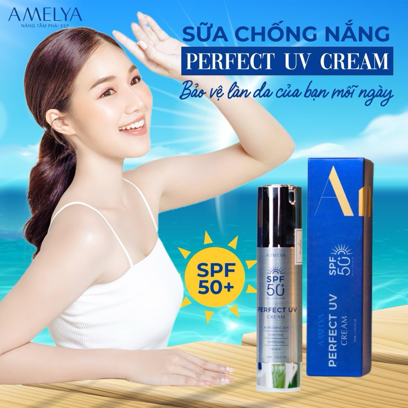 Kem chống nắng amelya nâng tông tự nhiên chống trôi, chống nước