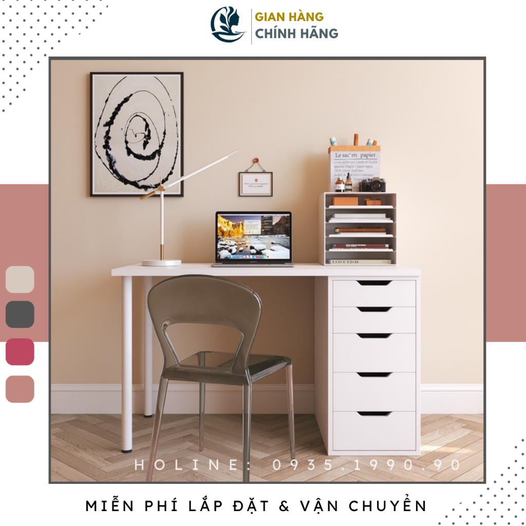 Bàn làm việc gỗ thiết kế ikea Goodluck đã lắp ráp làm bàn ikea gamming để máy tính pc FreeshipHCM GLBI03