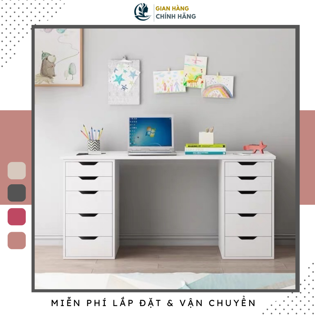 Bàn làm việc gỗ thiết kế ikea Goodluck đã lắp ráp làm bàn ikea gamming để máy tính pc FreeshipHCM GLBI03