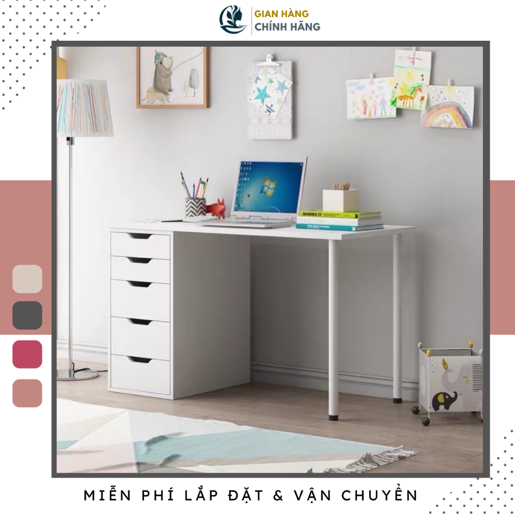 Bàn làm việc gỗ thiết kế ikea Goodluck đã lắp ráp làm bàn ikea gamming để máy tính pc FreeshipHCM GLBI03