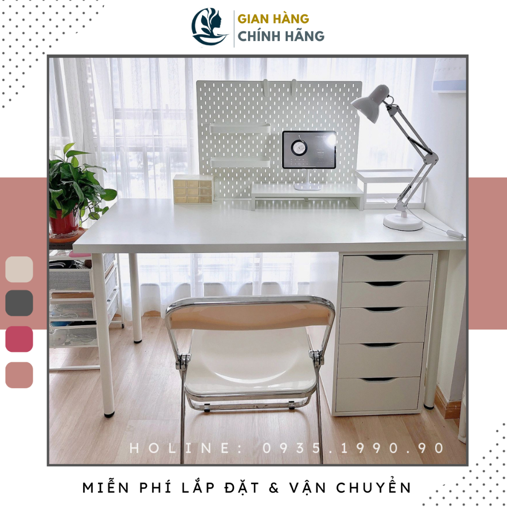 Bàn làm việc gỗ thiết kế ikea Goodluck đã lắp ráp làm bàn ikea gamming để máy tính pc FreeshipHCM GLBI03