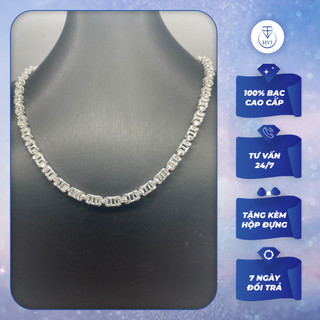 Dây chuyền vuông 14 chỉ Bạc s99 HVJ A84, Vòng cổ Bạc làm quà tặng cao cấp kèm hộp đựng