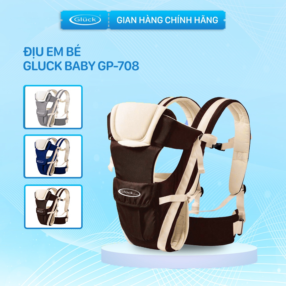 Địu 4 Tư Thế Cho Bé, Địu Em Bé Đi Xe Máy Chống Gù Có Tấm Đỡ Đầu Gluckbaby GP708 cho bé đến 25 tháng tuổi