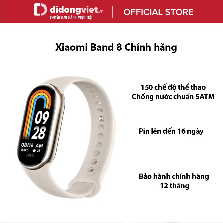 Vòng đeo tay thông minh Xiaomi Band 8 Chính hãng - 150 chế độ thể thao, Chống nước chuẩn 5ATM, Pin lên đến 16 ngày