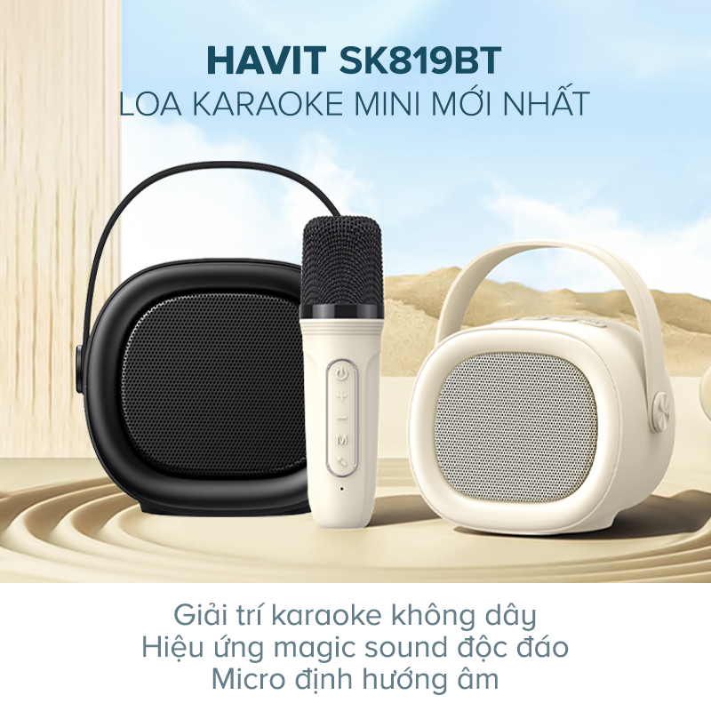 Loa Karaoke Bluetooth Havit SK819 - Công nghệ âm thanh Magic Sound, Thay đổi giọng âm, Thời gian sử dụng 5h, BH 12 tháng