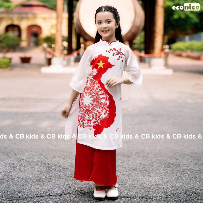 Set áo dài cho bé tặng kèm cài tóc