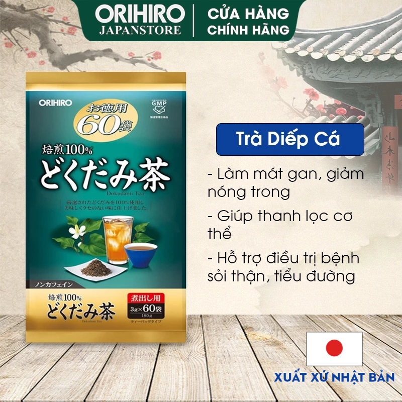 CHÍNH HÃNG Trà Orihiro giảm cân lá ổi diếp cá genpi loại 60 gói