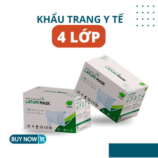 Hộp Khẩu Trang Y Tế 4 Lớp Kháng Khuẩn Cao Cấp LATUMI 50 Chiếc Tác Dụng Ngăn Giọt Bắn, Chống Bụi, Tia UV Chính Hãng